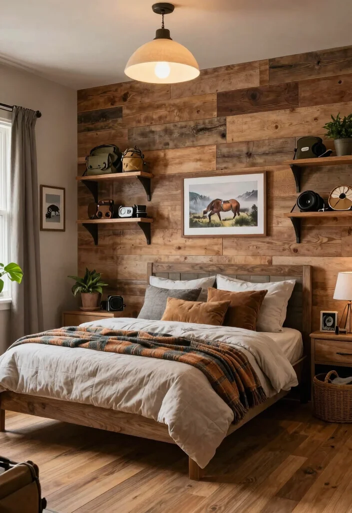 10 Boys Hunting Bedroom Ideas with Rustic Themes 1. Rustic Wood Wall Paneling 0