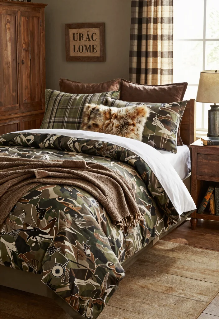 10 Boys Hunting Bedroom Ideas with Rustic Themes 2. Hunting Themed Bedding 0
