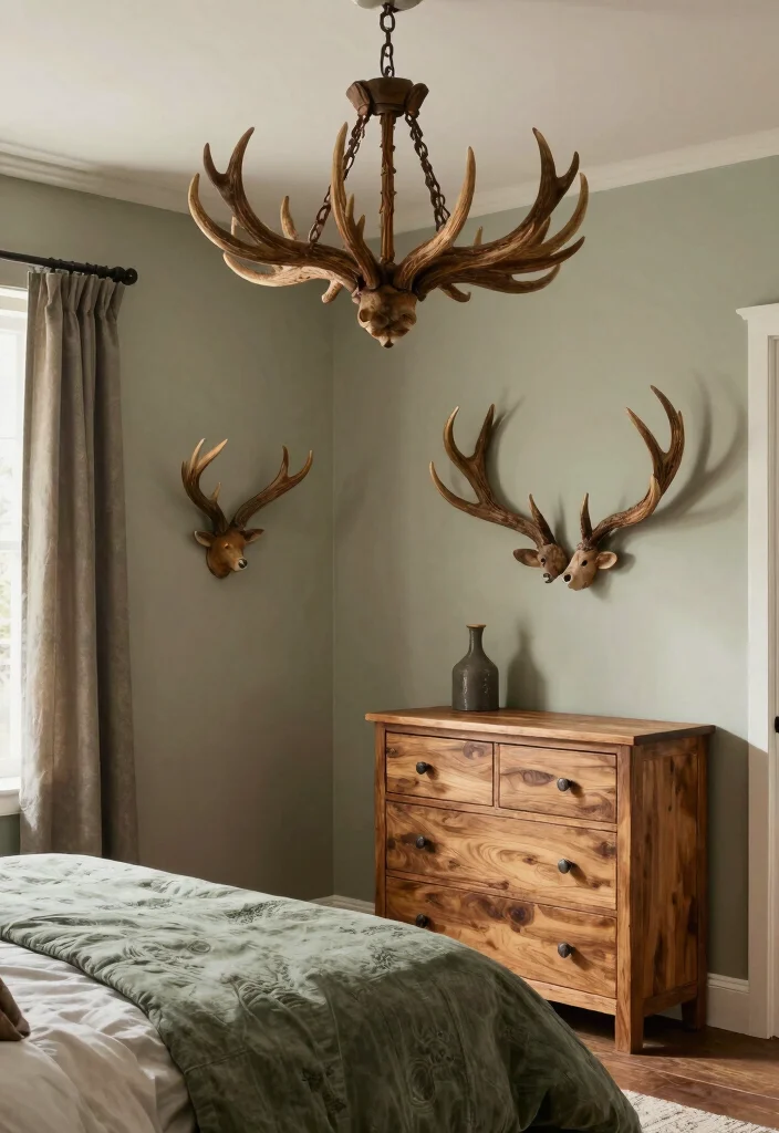 10 Boys Hunting Bedroom Ideas with Rustic Themes 6. Antler Accents 0