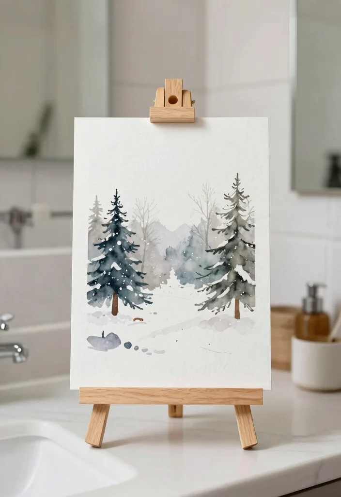 10 Christmas Bathroom Decor Ideas for Subtle Festive Touch 10. Minimalist Christmas Art 0