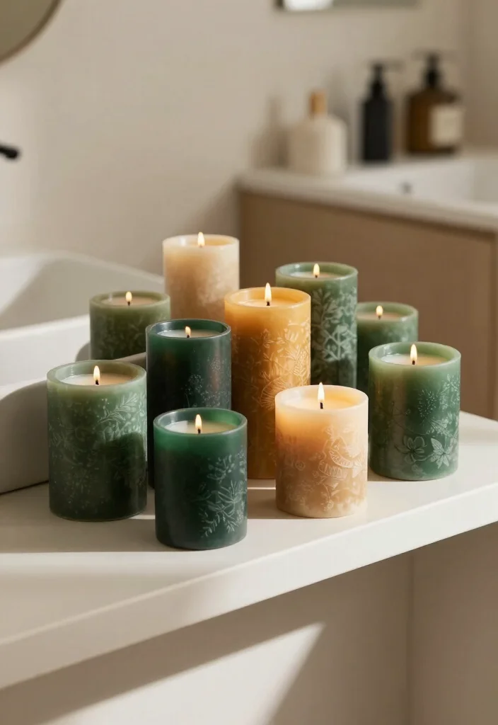 10 Christmas Bathroom Decor Ideas for Subtle Festive Touch 3. Seasonal Candles 0