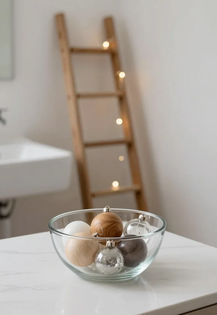 10 Christmas Bathroom Decor Ideas for Subtle Festive Touch 5. Minimalist Ornaments 0
