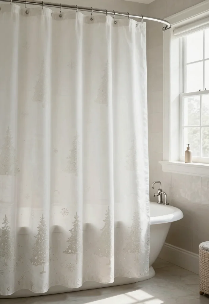10 Christmas Bathroom Decor Ideas for Subtle Festive Touch 6. Festive Shower Curtain 0
