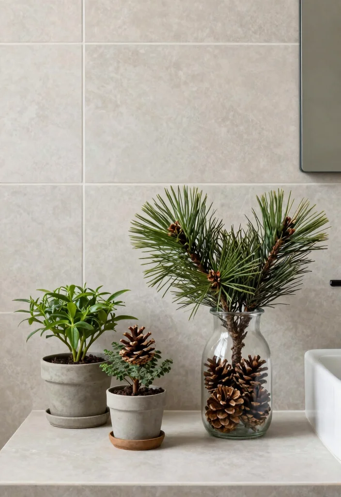 10 Christmas Bathroom Decor Ideas for Subtle Festive Touch 7. Natural Elements 0