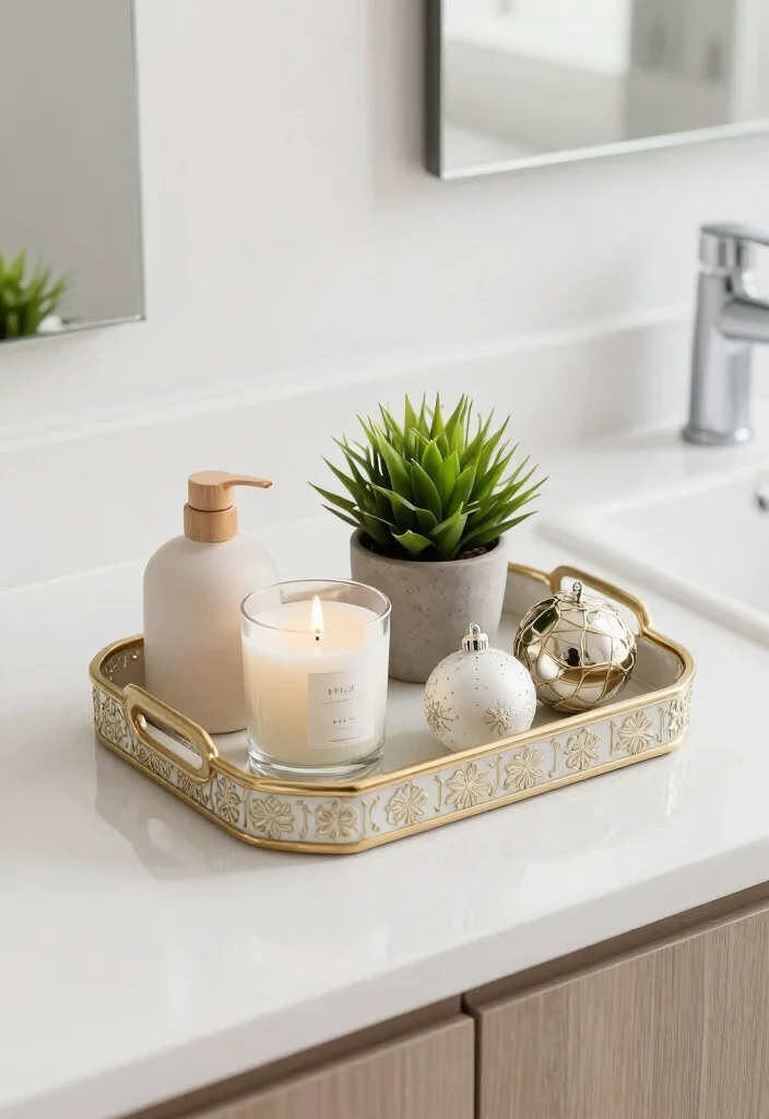 10 Christmas Bathroom Decor Ideas for Subtle Festive Touch 8. Decorative Trays 0