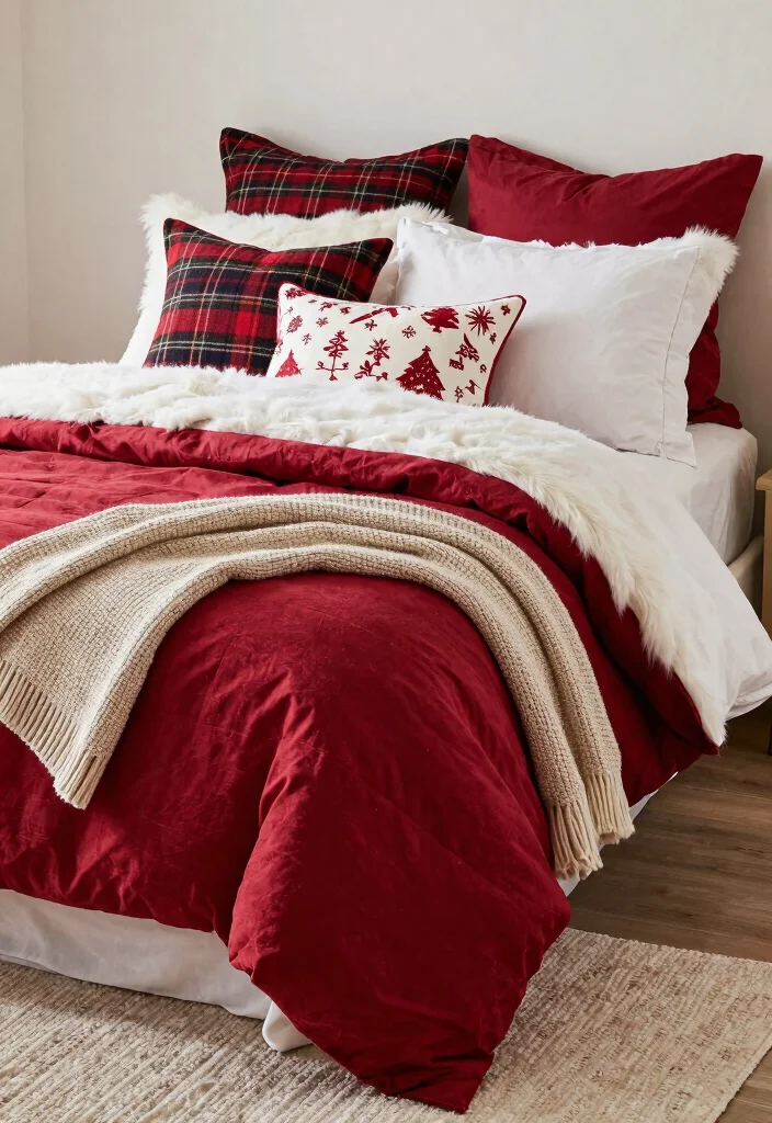 10 Christmas Bedroom Decor Ideas for a Festive Feel 3. Cozy Textiles 0