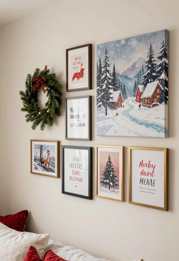 10 Christmas Bedroom Decor Ideas for a Festive Feel 4. Festive Wall Art 0 1