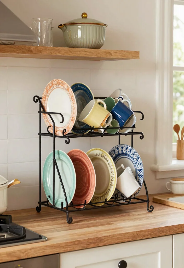 10 Kitchen Drying Rack Ideas for Daily Use 10. Decorative Drying Rack 0