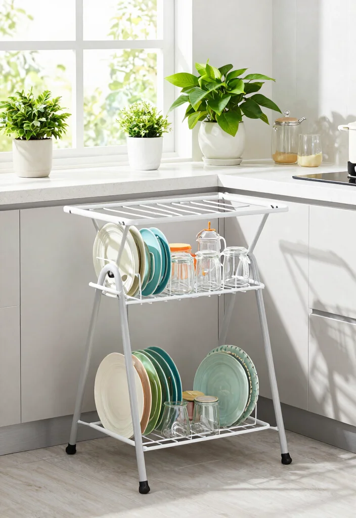 10 Kitchen Drying Rack Ideas for Daily Use 2. Portable Folding Drying Rack 0