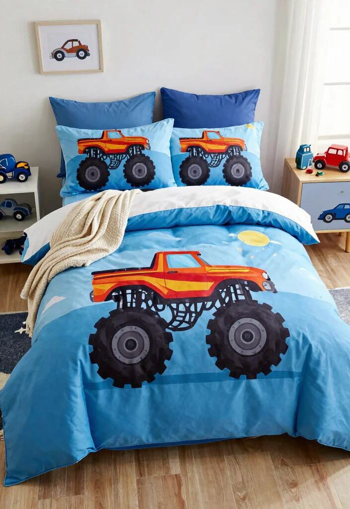 10 Monster Truck Bedroom Ideas for Kids Who Love Cars 2. Themed Bedding for Ultimate Comfort 0