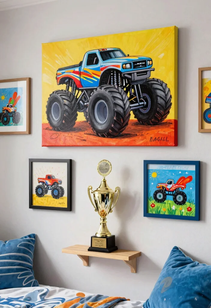 10 Monster Truck Bedroom Ideas for Kids Who Love Cars 5. Custom Art and Decor 0