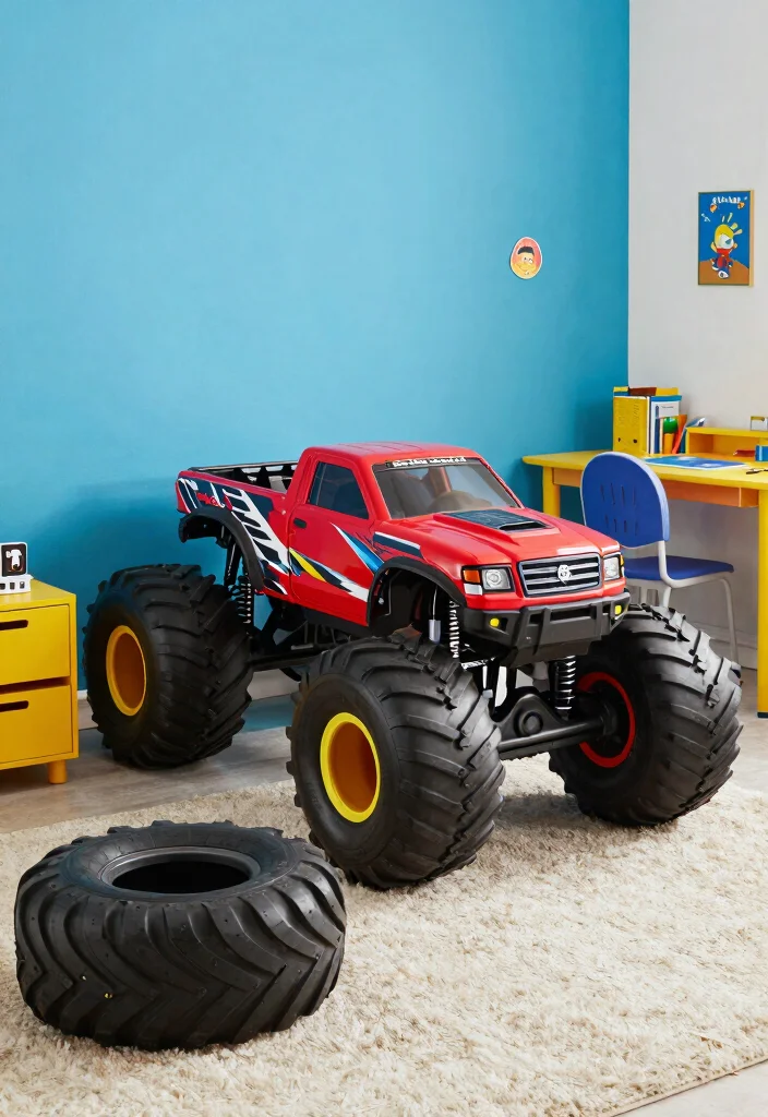 10 Monster Truck Bedroom Ideas for Kids Who Love Cars 7. Monster Truck Furniture Pieces 0