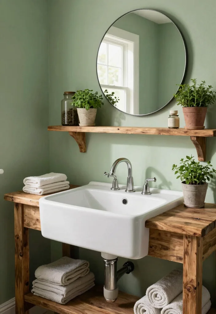 10 Rustic Half Bathroom Ideas with Cozy Character 1. Farmhouse Sink Focal Point 0