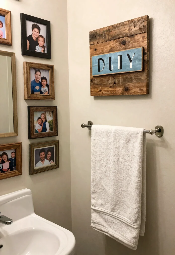 10 Rustic Half Bathroom Ideas with Cozy Character 10. Personal Touches with DIY Projects 0