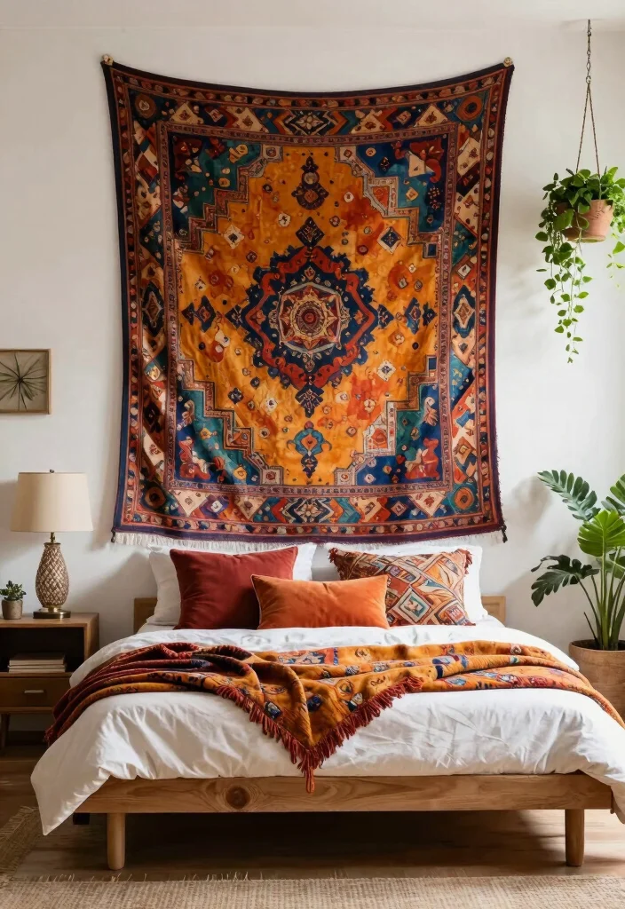 12 Airbnb Bedroom Ideas Guests Love Booking 1. Vibrant Tapestry Walls 0