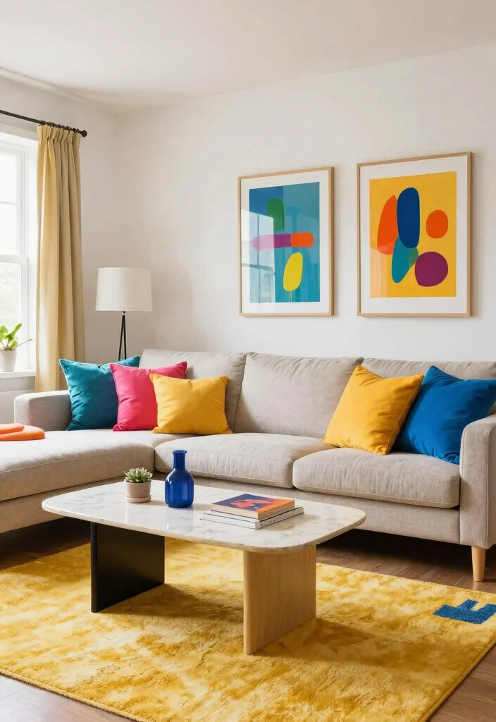 12 Airbnb Living Room Ideas Guests Remember 9. Colorful Accents 0