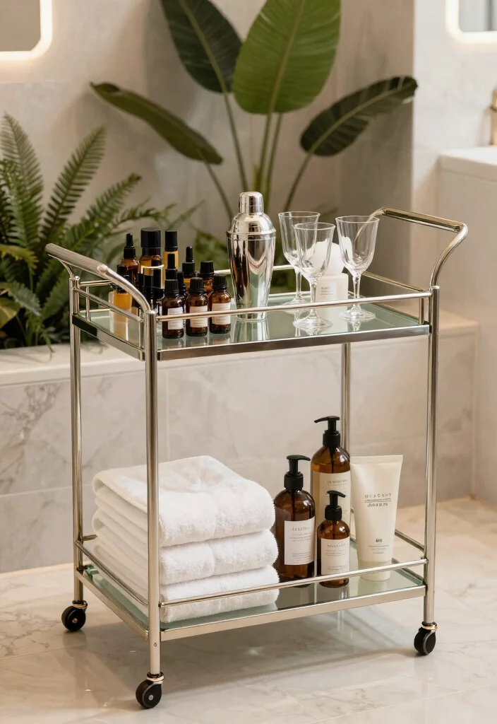 12 Bathroom Cart Ideas for Flexible Storage and Style 48 12 Bathroom Cart Ideas for Flexible Storage and Style 8. Bathroom Bar Cart 0