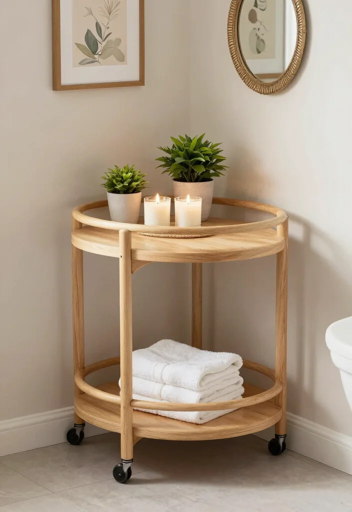 12 Bathroom Cart Ideas for Flexible Storage and Style 49 12 Bathroom Cart Ideas for Flexible Storage and Style 9. Corner Carts 0