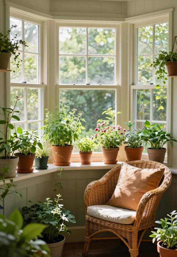 12 Bay Window Kitchen Nook Ideas with Natural Light 14 12 Bay Window Kitchen Nook Ideas with Natural Light 4. Garden Inspired Nook 0