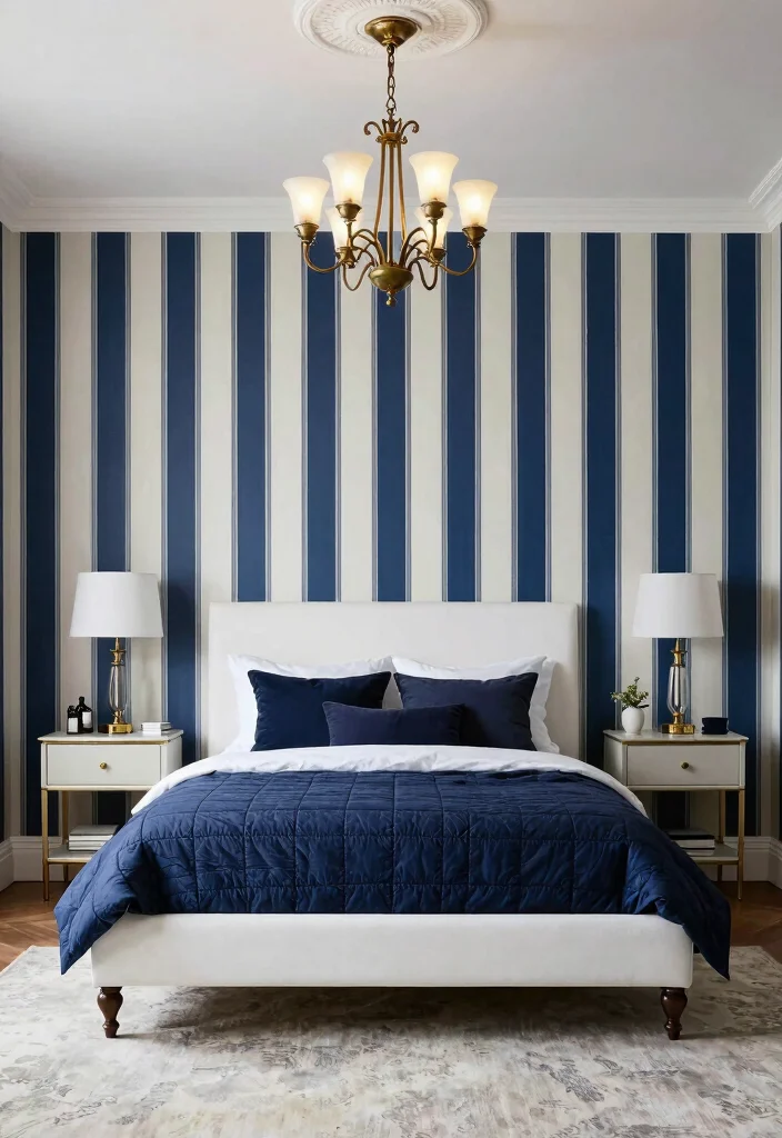 12 Bedroom Wallpaper Ideas to Add Instant Personality 14 12 Bedroom Wallpaper Ideas to Add Instant Personality 4. Classic Stripes for Timeless Elegance 0
