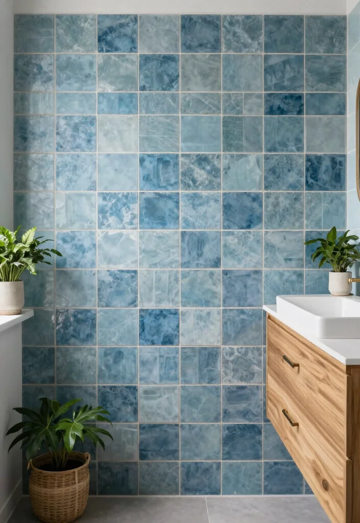12 Blue Bathroom Tile Ideas for a Fresh Clean Finish 12. Sustainable Blue Tiles 0