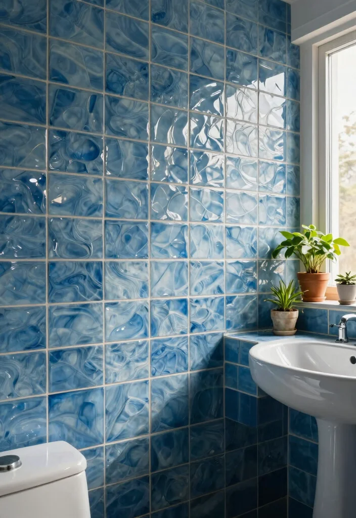 12 Blue Bathroom Tile Ideas for a Fresh Clean Finish 5. Textured Tiles for Dimension 0