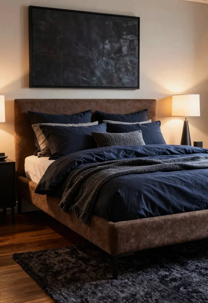 12 Brown Bed Frame Bedroom Ideas for Warm Styling 3. Contrast with Darker Tones 0