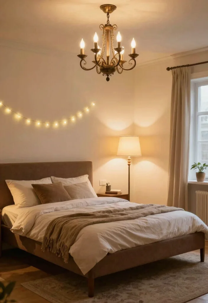12 Brown Bed Frame Bedroom Ideas for Warm Styling 5. Layer Lighting Strategically 0