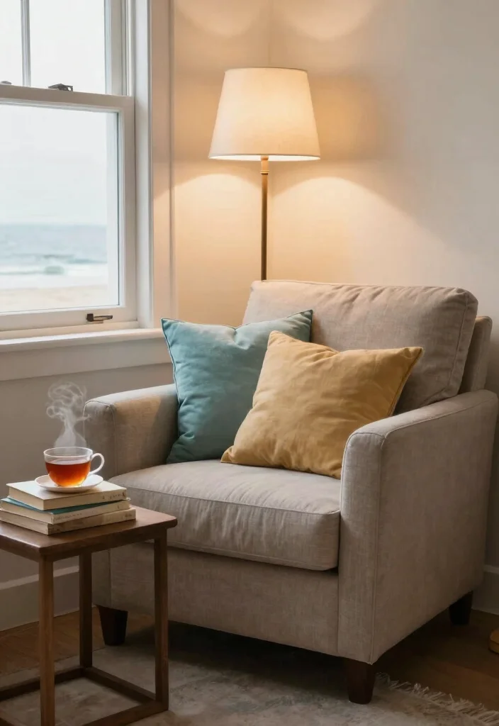 12 Coastal Beach Bedroom Ideas with Relaxed Style 9. Cozy Reading Nook 0