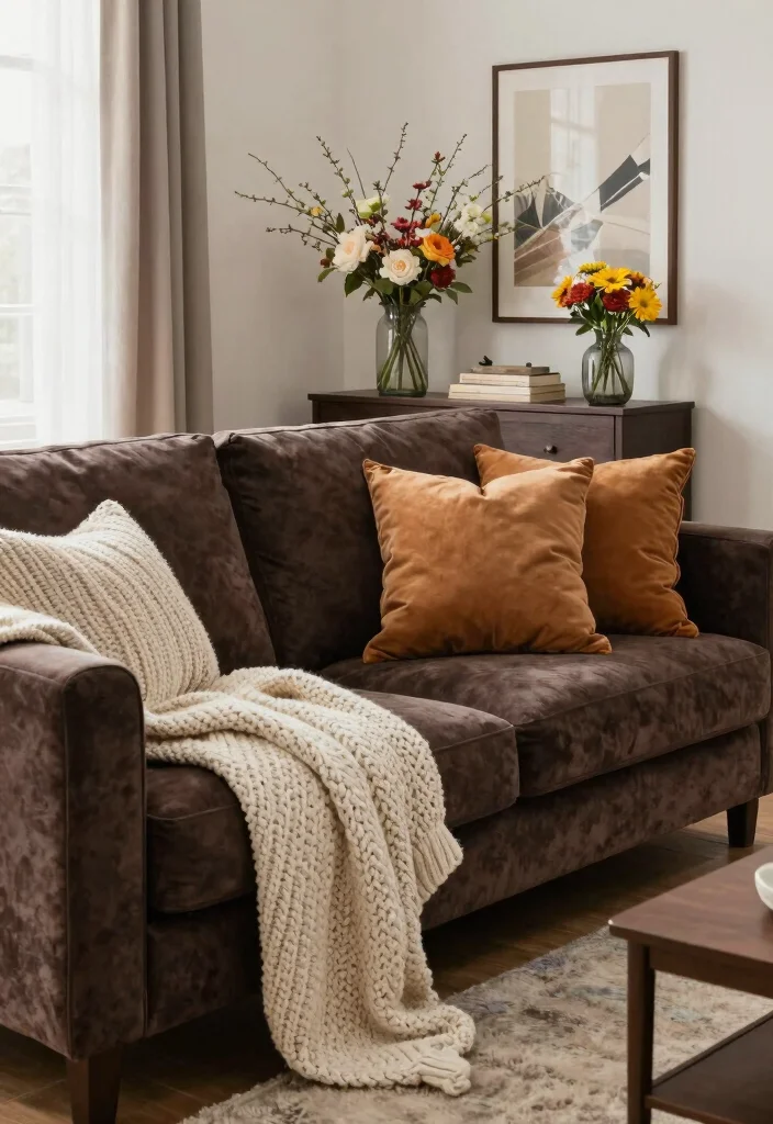 12 Dark Brown Living Room Decorating Ideas with Warmth 12. Seasonal Decor Changes 0