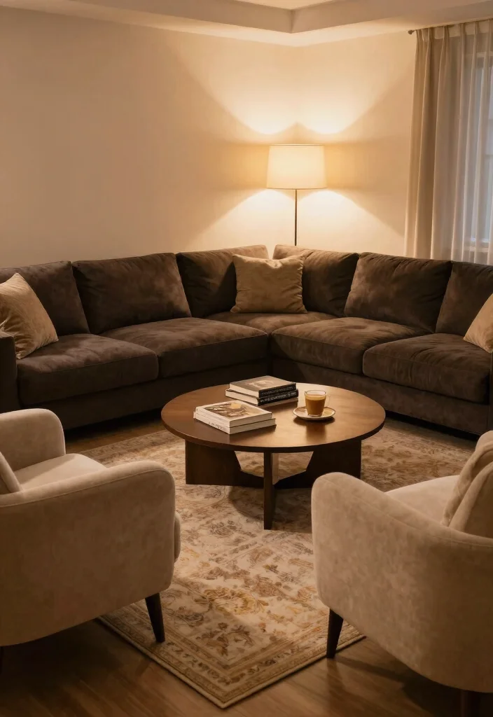 12 Dark Brown Living Room Decorating Ideas with Warmth 4. Cozy Seating Arrangements 0