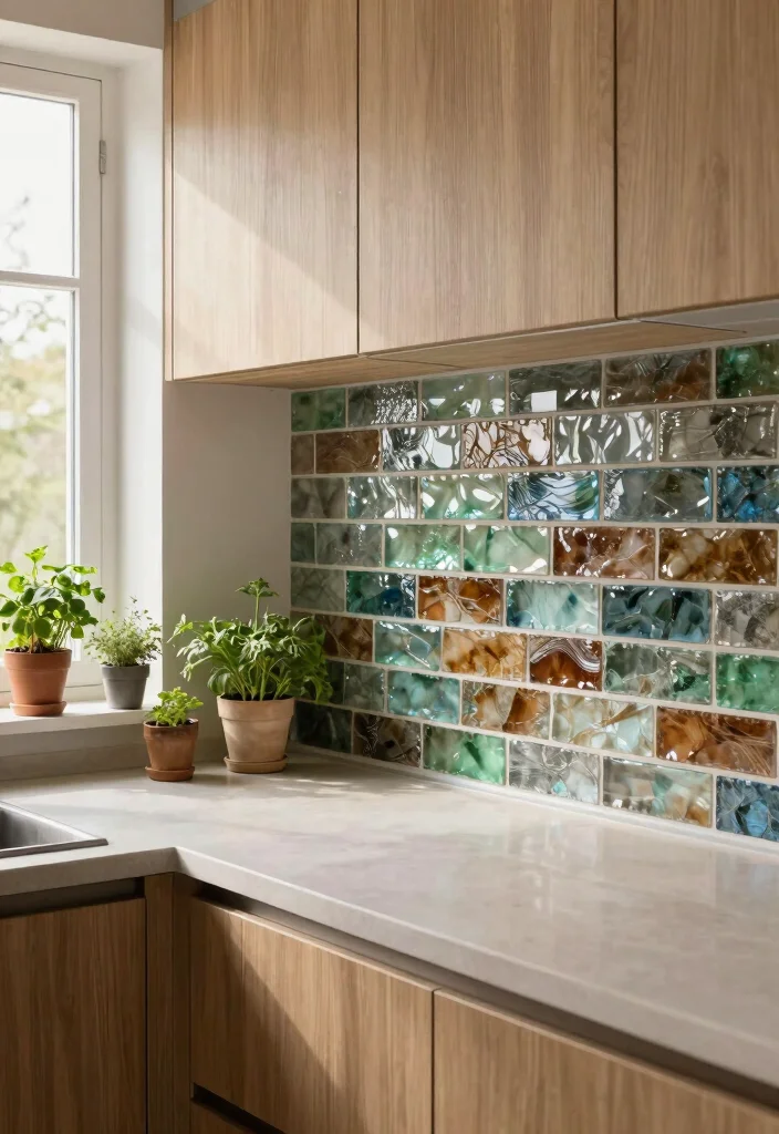 12 Earth Tone Kitchen Ideas with Natural Warmth 2 12 Earth Tone Kitchen Ideas with Natural Warmth 2. Recycled Glass Backsplash 0