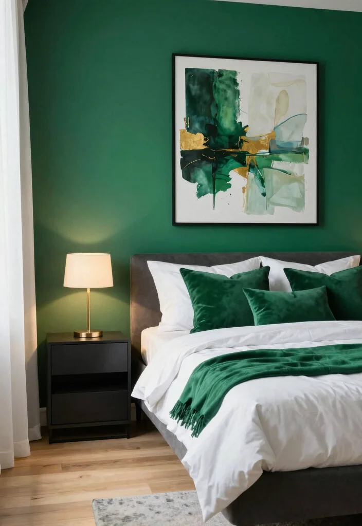 12 Emerald Green Bedroom Ideas for a Rich Elegant Look 1. Emerald Accent Wall 0