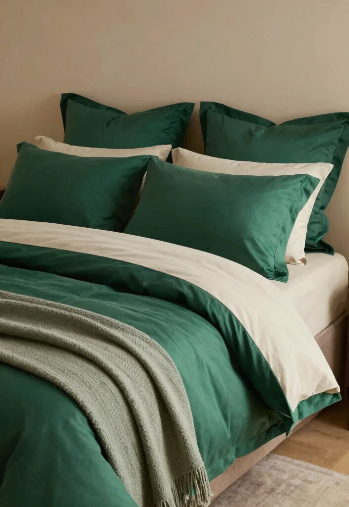 12 Emerald Green Bedroom Ideas for a Rich Elegant Look 10. Emerald Green Bedding Accents 0