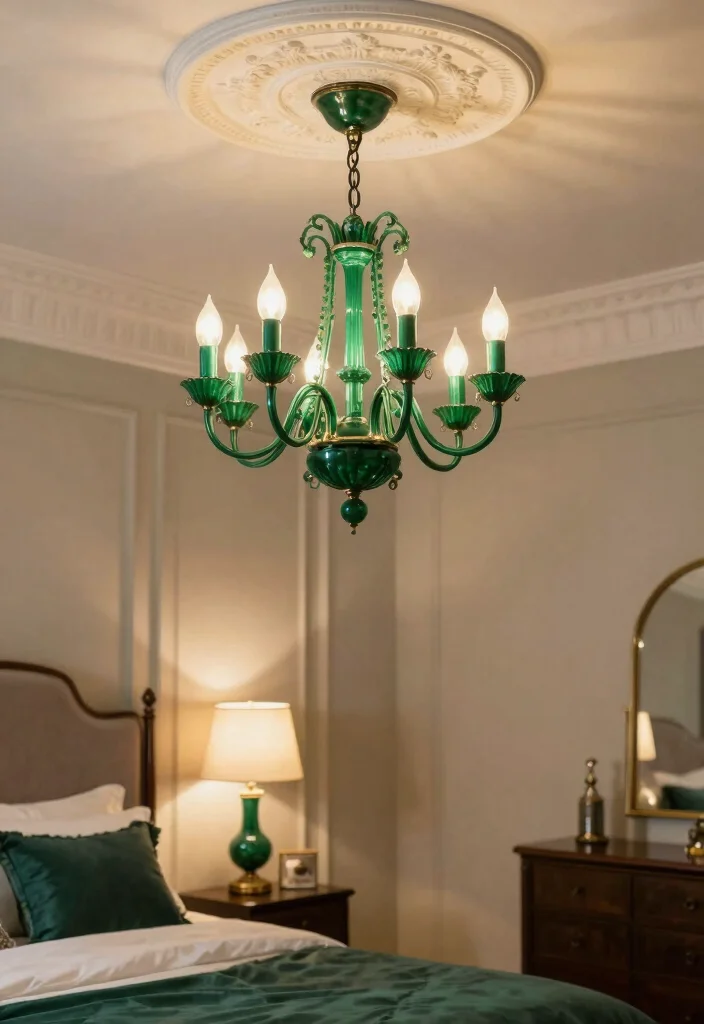 12 Emerald Green Bedroom Ideas for a Rich Elegant Look 11. Emerald Green Lighting Fixtures 0