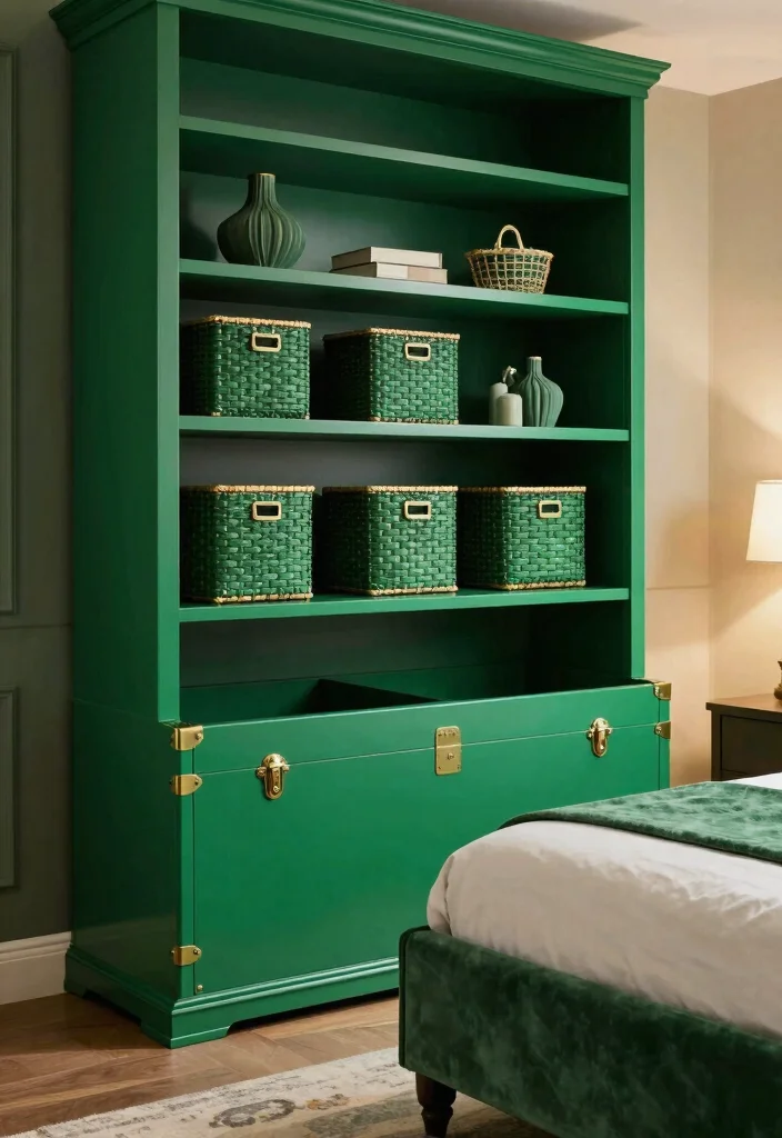 12 Emerald Green Bedroom Ideas for a Rich Elegant Look 12. Emerald Green Storage Solutions 0