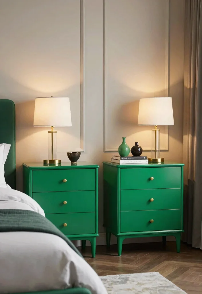 12 Emerald Green Bedroom Ideas for a Rich Elegant Look 9. Emerald Green Nightstands 0