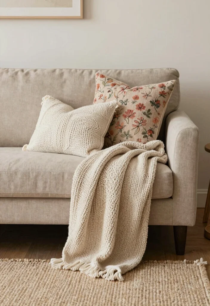 12 Farmstyle Living Room Ideas with Cozy Details 3. Cozy Textiles 0