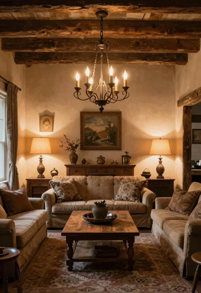 12 Farmstyle Living Room Ideas with Cozy Details 4. Statement Lighting 0