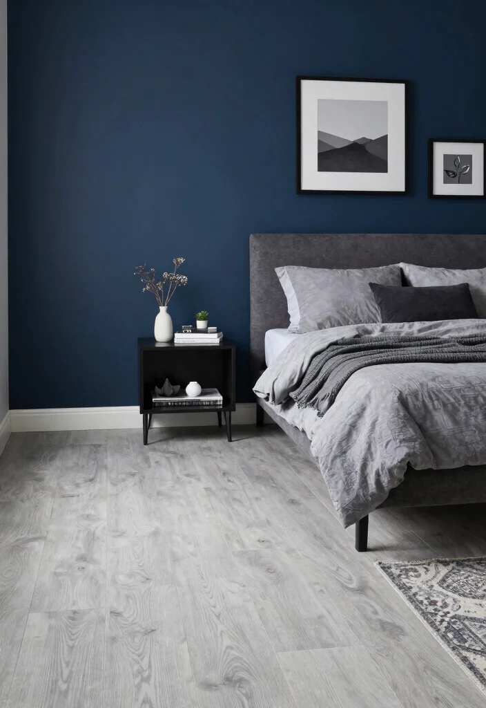12 Gray Floor Bedroom Ideas for Soft Modern Style 52 12 Gray Floor Bedroom Ideas for Soft Modern Style 12. Gray Floors with Accent Walls 0