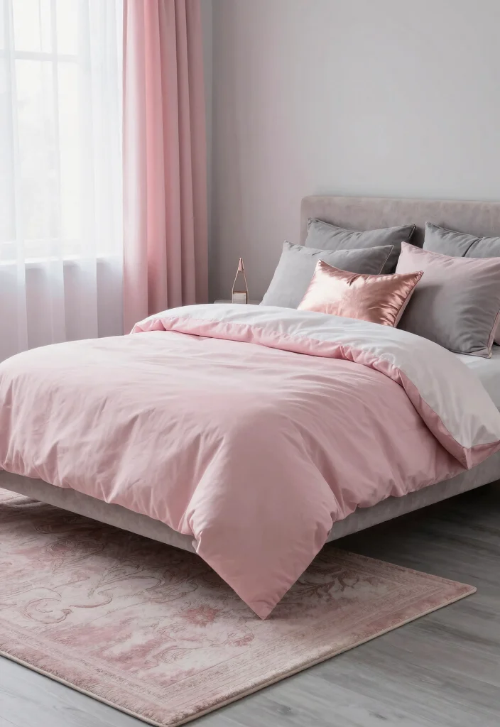 12 Gray Floor Bedroom Ideas for Soft Modern Style 38 12 Gray Floor Bedroom Ideas for Soft Modern Style 8. Gray and Soft Pink Harmony 0