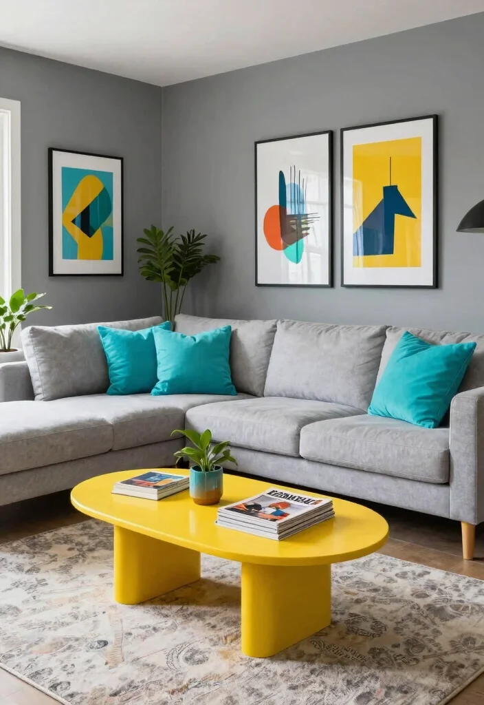 12 Gray Living Room Ideas with a Pop of Color 3. Chic Coral Touches 0
