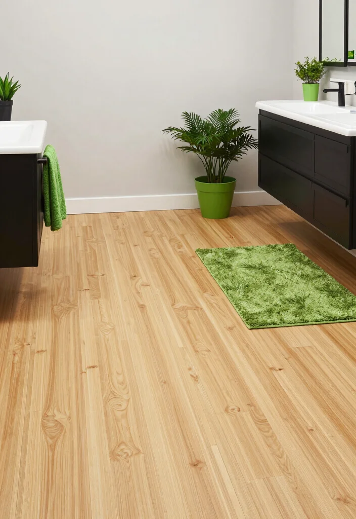 12 Green and Black Bathroom Ideas with Bold Balance 10. Eco Friendly Flooring Options 0
