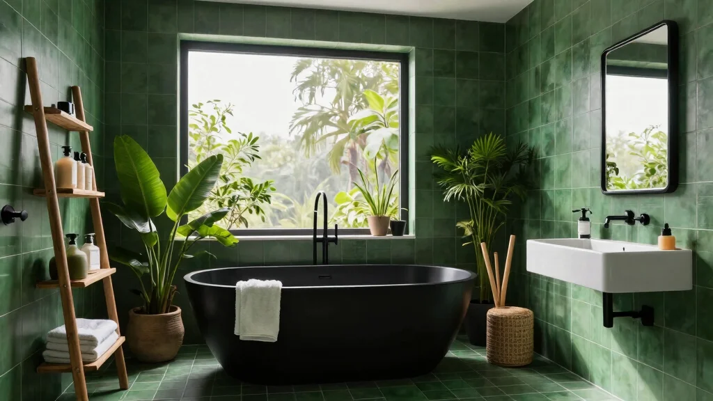 12 Green and Black Bathroom Ideas with Bold Balance