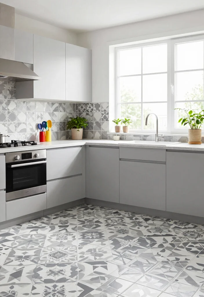 12 Grey Kitchen Flooring Ideas for a Neutral Base 61 12 Grey Kitchen Flooring Ideas for a Neutral Base 11. Mixed Grey and White Tiles 0