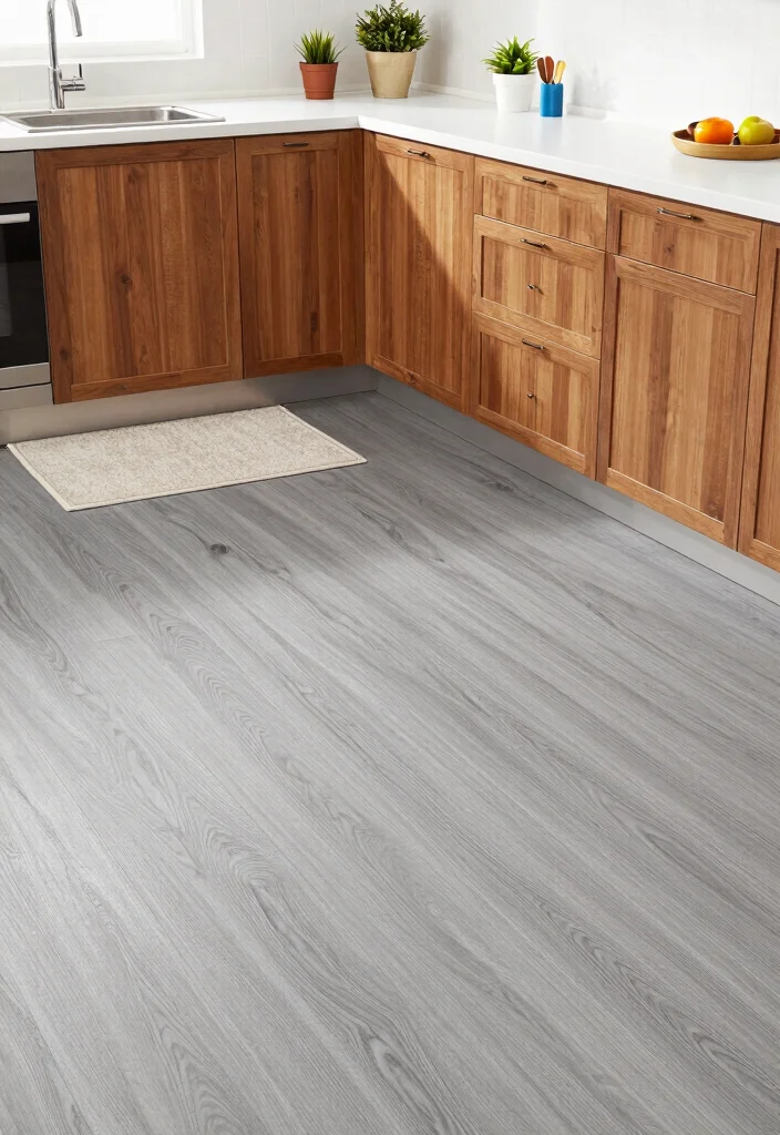 12 Grey Kitchen Flooring Ideas for a Neutral Base 24 12 Grey Kitchen Flooring Ideas for a Neutral Base 4. Textured Grey Laminate 0