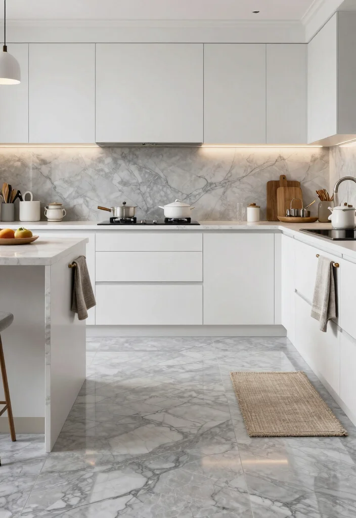 12 Grey Kitchen Flooring Ideas for a Neutral Base 25 12 Grey Kitchen Flooring Ideas for a Neutral Base 5. Elegant Grey Marble Tiles 0