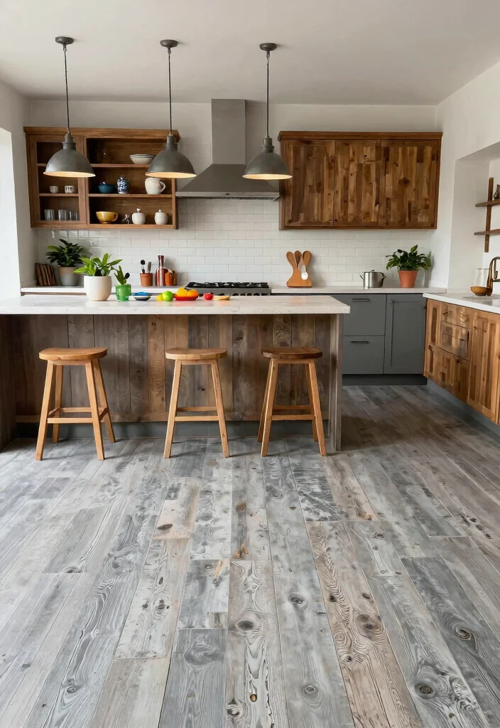 12 Grey Kitchen Flooring Ideas for a Neutral Base 49 12 Grey Kitchen Flooring Ideas for a Neutral Base 9. Distressed Grey Vinyl Planking 0