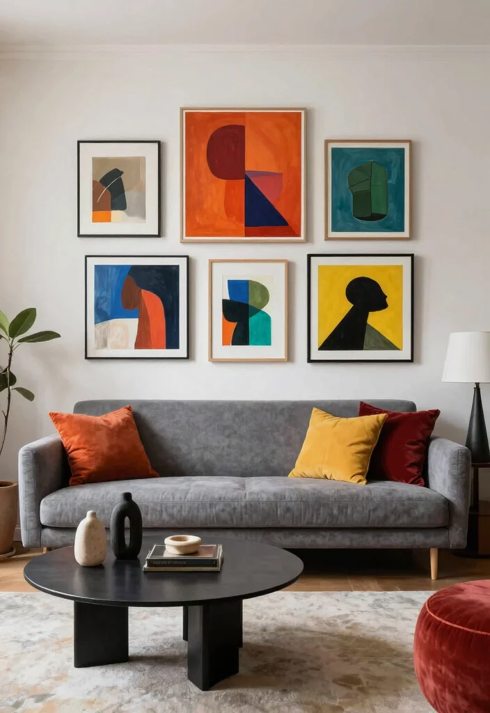 12 Grey Sofa Living Room Ideas for Easy Styling 62 12 Grey Sofa Living Room Ideas for Easy Styling 12. Artistic Flair 0