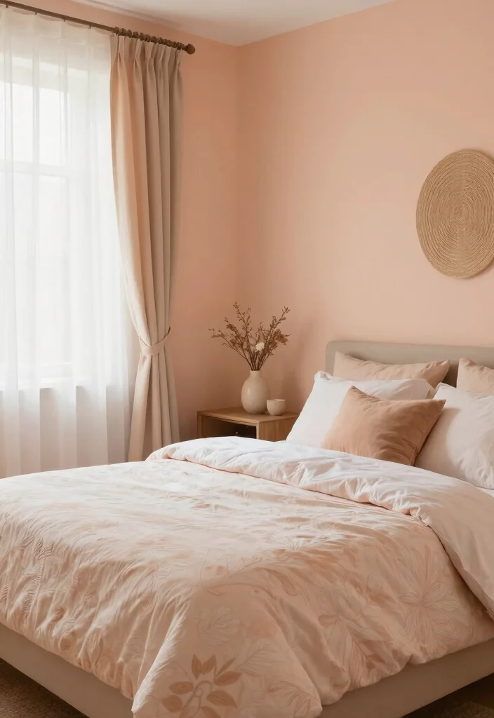 12 Indian Bedroom Colour Ideas with Warm Tones 10. Soft Peach Tones 0